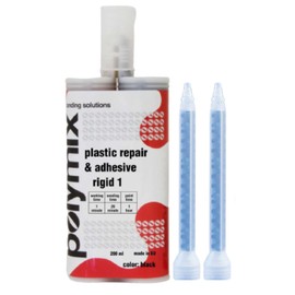 Polymix Rigid Automotive Multipurpose Plastic Repair and Adhesive 200ml Cartridge & Two Application Mixing Nozzles (Black)
