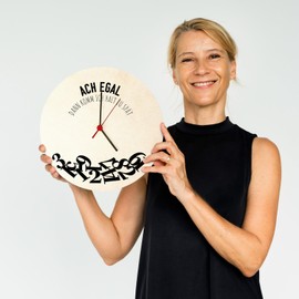 ACH egal dann komm ich Halt zu late, wall clock, funny clock with times confused for late comers as a gift idea for unreliable friends or colleagues