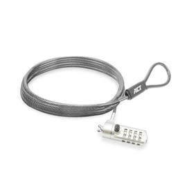 ACT Laptop Lock Security Cable 2m, Password Protection 4 Digit Combination Lock, Wedge Slot Notebook Lock, Swivel Lock Head, Laptop Lock Dell, Portable Anti-Theft Cable - AC9035