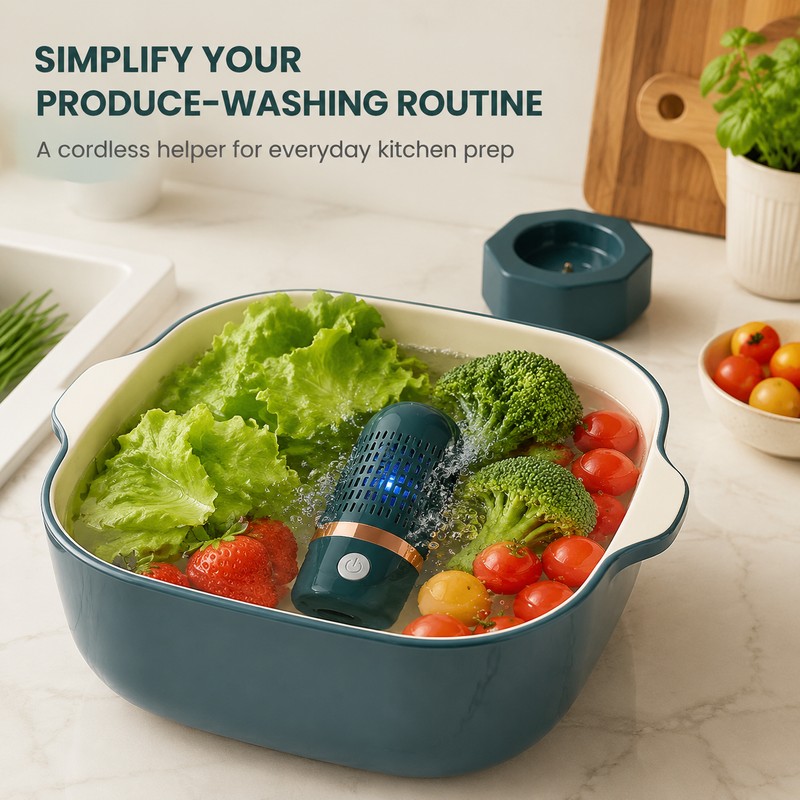 Rechargeable Fruit & Vegetable Cleaning Device IPX7 Waterproof USB Produce