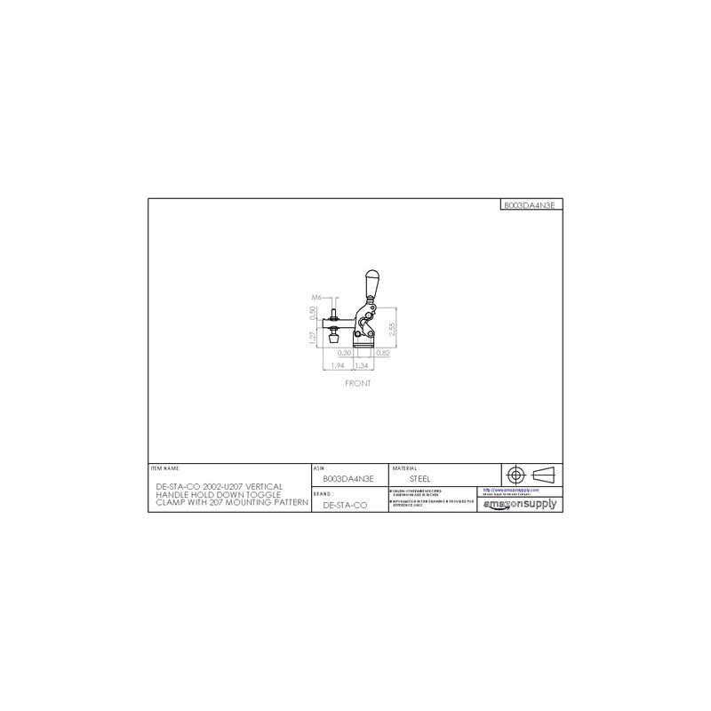 DE-STA-CO 2002-U207 Vertical Handle Hold Down Toggle Clamp With 207