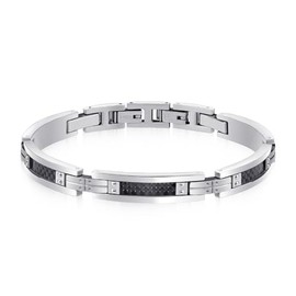 LUCKY2+7 Mens Bracelet 316L Stainless Steel Carbon Fiber– Adjustable Size, Mens Jewelry Elegant Bracelet for Men SL-16