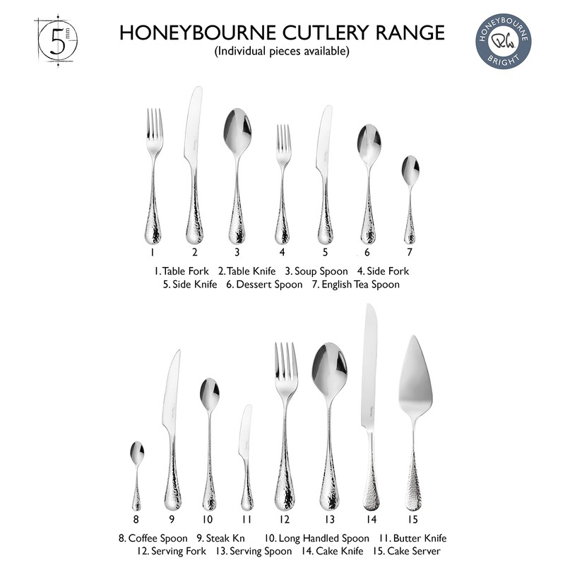 Robert Welch Honeybourne Bright, 7 Piece Cutlery Place Setting. Made