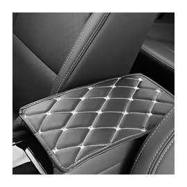 JNNJ Car Center Console Pad, Waterproof Auto Armrest Protector Cover, Soft PU Leather Center Console Pad, Universal Car Armrest Pad Car Armrest Seat Box Cover Protector for Most Vehicle(Black/Beige)