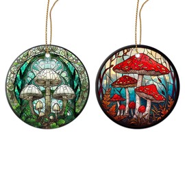 365RUSTIC 2pc 2 Side Printed Red and Green Magic Mushroom Christmas Ornaments 2024, Mushroom Christmas Tree Ornaments, Colorful Keepsake Ornaments, Christmas Tree Decorations, Hippie Keepsake Gifts