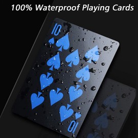 zidwzidwei Playing Cards, 2 Decks of Cards, Unique Cool Black Poker, Waterproof PVC Plastic Playing Cards, Premium Card Deck, Standard Size for Children and Adults (Red and Blue)