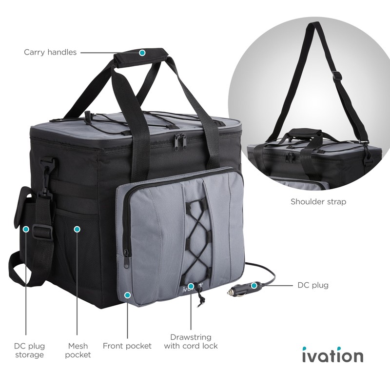 Ivation Portable Electric Cooler Bag | 18L Soft Sided Thermoelectric