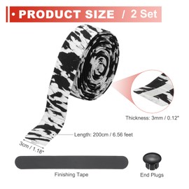 PATIKIL Bike Handlebar Tape, 2 Rolls 6.6 Feet Bike Grip Tape High-Elasticity EVA Foam Cycling Handle Wraps Comfortable Non-Slip Shock Bicycle Wrap with End Plugs for Road Bike, Black-White