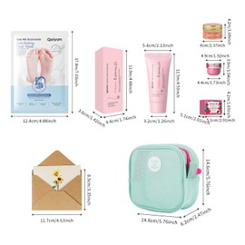 QUIYUM Geschenkbox für Frauen-7 tlg, Peeling,Po-Creme,Fußmaske, Grapefruit-Duftkerze，Grußkarten，Geburtstagsgeschenk, Geschenke für Frauen, Freundin, weihnachtsgeschenke für frauen