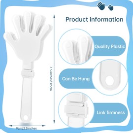 ZCYSRLQIN 100 Pcs White Hand Clappers 7.5 Inch Clappers Noisemakers Noise Makers Party Favors Plastic Party Clapper for Sporting Events Cheers Ball Dance Basketball Football Noisemakers （White）