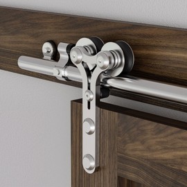 CCJH 8FT Stainless Steel Sliding Door Hardware Kit Heavy Duty and Smoothly Wooden Barn Door Kit fit for 48" Wide Single Door, Y Shaped