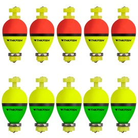 THKFISH Fishing Bobbers Floats,10 Packs Weighted Bobbers, Foam Oval Slip Bobbers for Fishing, Three Colours Crappie Bobbers, for Fishing Bluegill Crappie Panfish Bass Trout, 1in 1.5in 2in (1in)