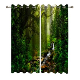 goodbath Forest Blackout Curtains, Tropical Jungle Rainforest Woodland Window Drapes Curtains 84 inch Long Living Room Bedroom, 2 Panels, 52W x 84H