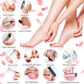 Professional Pedicure Kit, 20 in1 Stainless Steel Foot Care Kit, Foot Scraper for Dead Skin, Pedicure Tools for feet, Home Pedicure Foot Spa Kit, Foot Scraper for Callus Removal Men Women