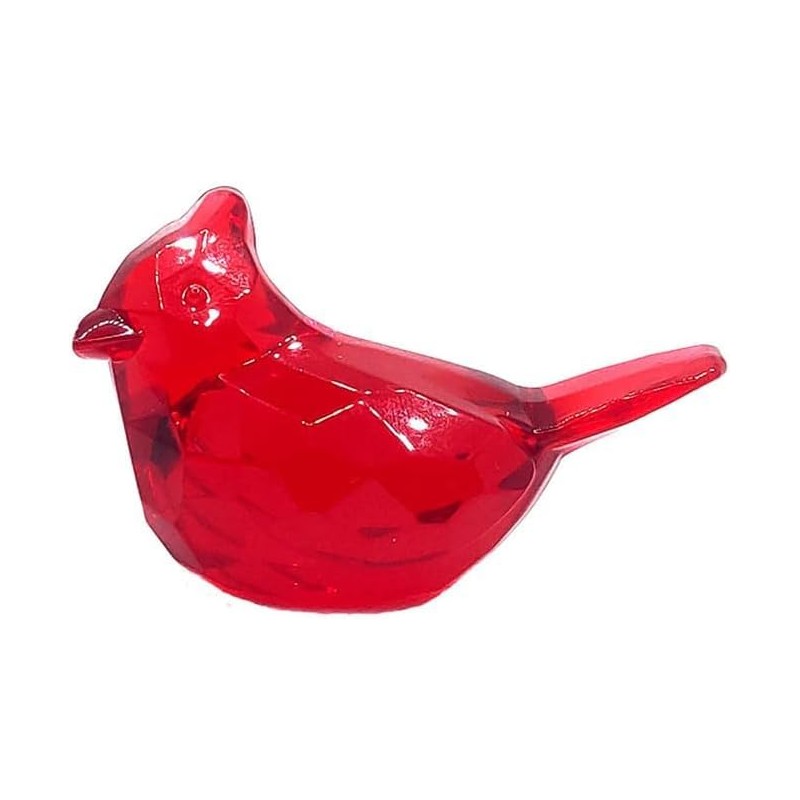 Red Acrylic Cardinal Figurine Home Decor Glass Bird Statue for