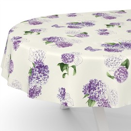 ANRO Oilcloth Tablecloth Wax Tablecloth Washable Garden Tablecloth Round Oval Square Oval 200 x 140 cm Cut Edge Lilac Flowers