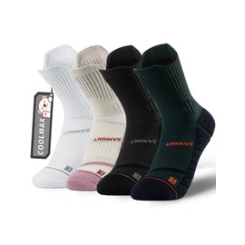 Rahhint Coolmax Compression Kids Boys Girls Athletic Socks 4 Pairs Cushion Crew Socks Anti-Blister Breathable Running Socks