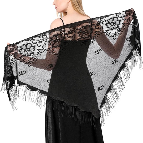 Ladiery Triangle Lace Shawls and Wraps for Evening Dresses with