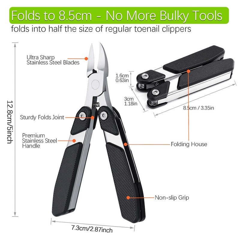 VOGARB Portable Heavy Duty Toenail Clippers for Men Thick Nails