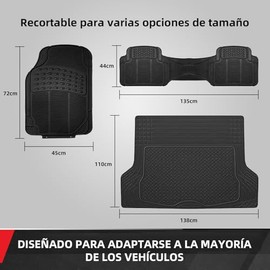 AKASENKO Tapetes para Auto y Tapete de Cajuela Conjunto,Alfombrillas de PVC para vehículos, universales, recortables, Impermeables y Antideslizantes, 