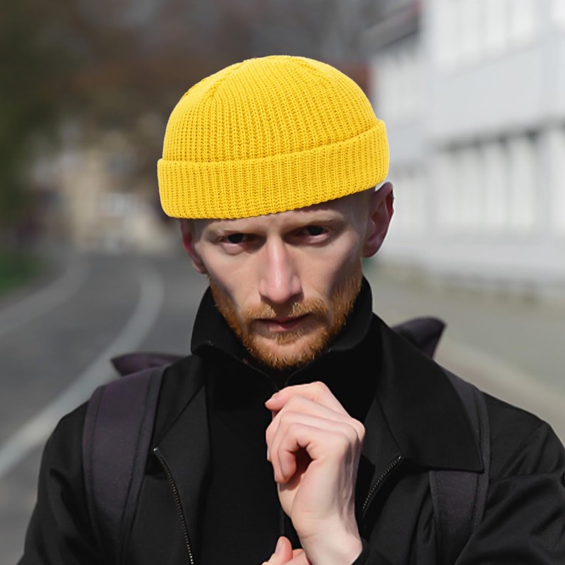 CVFRTT 1 Knitted Hat, 1 Thermal Mask, Yellow Hat, Warm