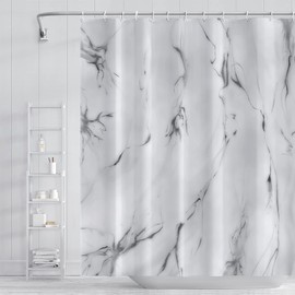 Umpoo Black and White Marble Shower Curtain for Bathroom Grey Abstract Ink Shower Curtain Waterproof Polyester Fabric Modern Minimalist Aesthetics Home Decor Bath Curtain with Hooks, 72x78 Inch