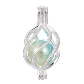 10pcs Twist Ball Pearl Cage Bright Silver Beads Cage Locket Pendant Jewelry Making-for Oyster Pearls, Essential Oil Diffuser, Fun Gifts (Twist Ball)