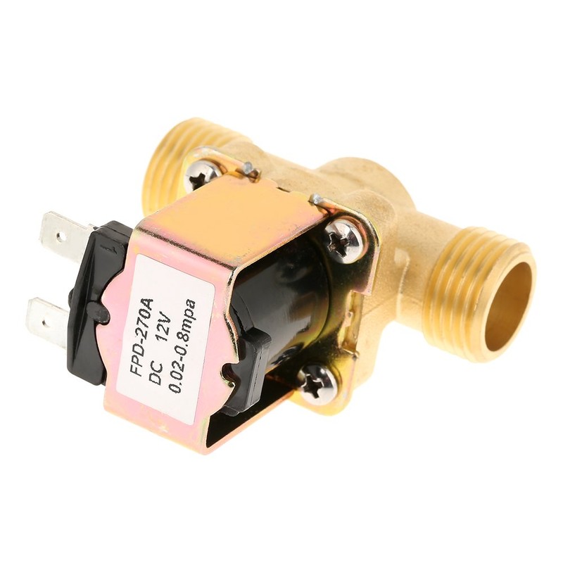 Solenoid Valve for water, 1/2" DC 12V Normally Closed Brass