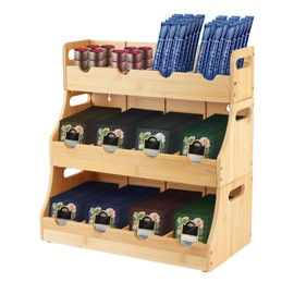 Bamboo Tea Bag Organizer, SHAIDOJIO 3-Tier Tea Holder Storage Box for Countertop, Stackable Teas Rack with 12 Compartments, Teabag Chest Coffee Station for Office Kitchen Cabinet Pantry