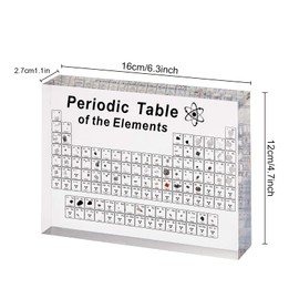 Sparklenut Periodic Table with Real Elements Inside, Acrylic Periodic Table of 83 Elements, Samples Periodic Table Display Gift for Students Teachers Children Students Craft Decoration (A)