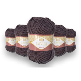 LaVita Yarn Gold Hand Knitting Yarn 5-Pieces Pack 100% Acrylic Yarn, 1 Ball 100 gr, 100 mt (9810)