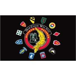 USA Premium Store Vietnam Veterans Flag 3x5 ft "Our Cause Was Just" Map with Unit Insignia Black
