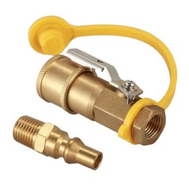 Joywayus Brass 1/4" RV Propane Quick Connect with Shutoff Valve, LP Propane Natural Gas Hose Quick Disconnect Kit