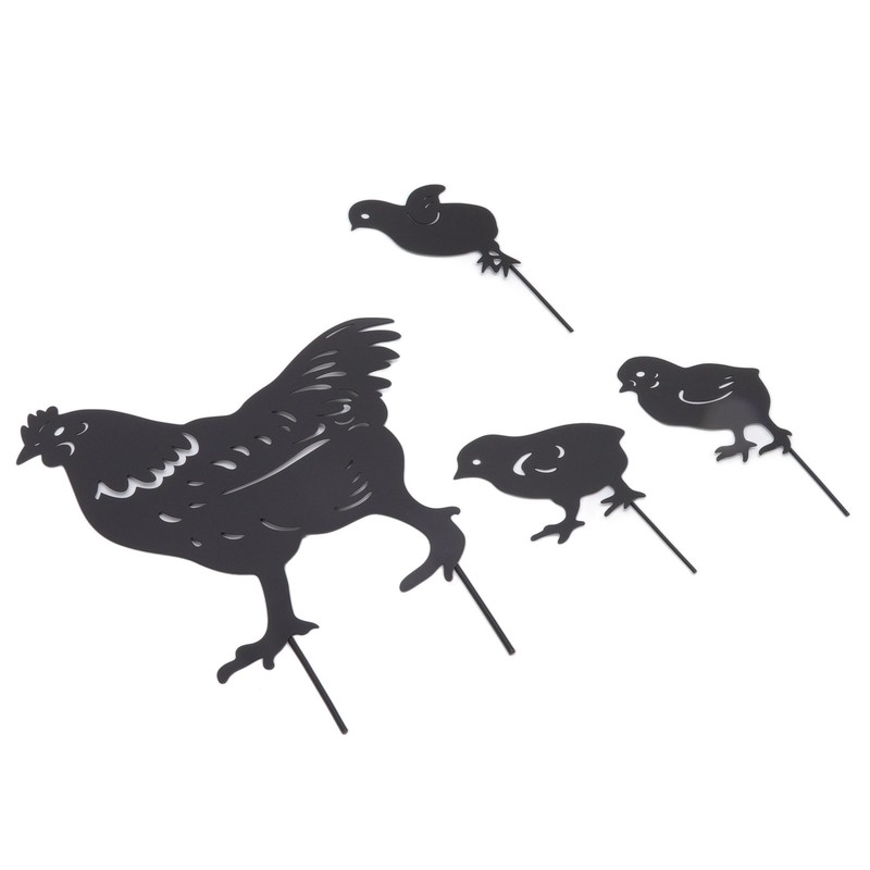 4Pcs Hen Chicken Silhouette Hollow Stake Design Cute Hen Chicken