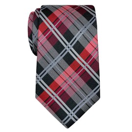 Retreez Elegant Plaid Check Woven Microfiber Men's Tie - Black and Red