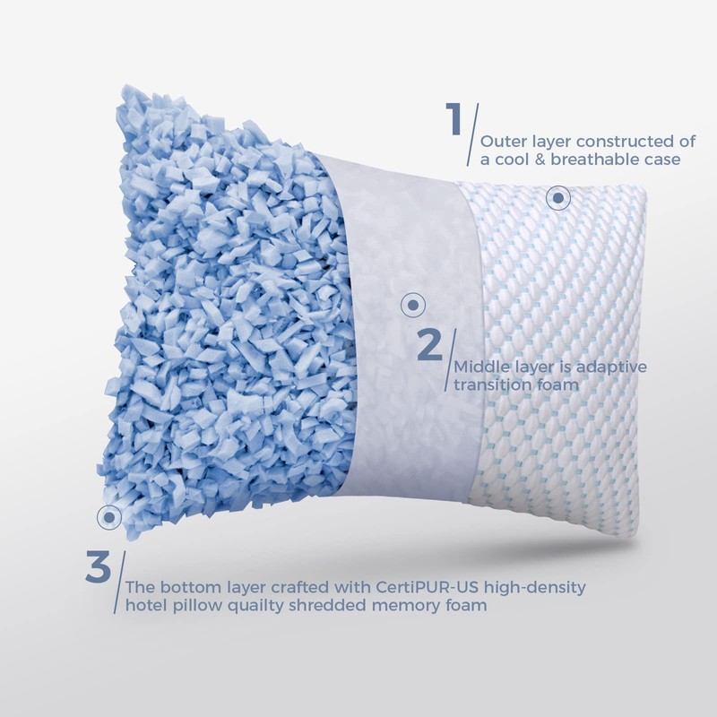 OSBED Adjustable Cooling Shredded Memory Foam Pillows King Size Set