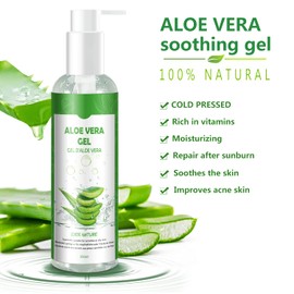 Aloe Vera Gel 100% Pure - for Face Hair Body - Natural, Soothing and Nourishing Moisturising Cream After Sun - Ideal Natural Cosmetics for Dry, Stressed Skin & Sunburn - 250 ml