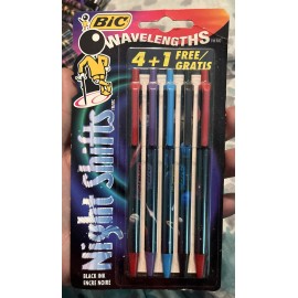 BIC VTG 1994 BIC Wavelengths night shifts 5pk black ink pens new sealed