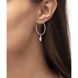 Lacoste Creole Earrings for Men and Women Crocodile Collection Stainless Steel with a Charm in the Shape of a Crocodile - Available in Gold or Silver