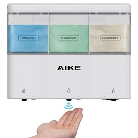 Touch-Free 3 x 10 fl.oz. Shower Shampoo Dispenser Wall Mount Triple Chambers Battery - Color: White