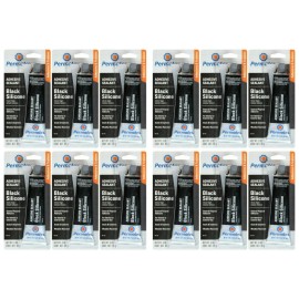 PERMATEX 81158 Black RTV Silicone Adhesive Sealant 3oz, 12 Pack