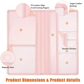 YeeCASE Car Registration and Insurance Holder, Car Document Holder with Closure, Pink with Letters Wallet Case Auto Vehicle Car Accessories for Women and Men