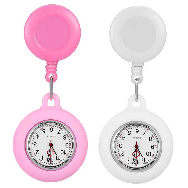 BESPORTBLE 2pcs Nurse Pocket Watch Retractable Clip Ergonomic Design Lightweight