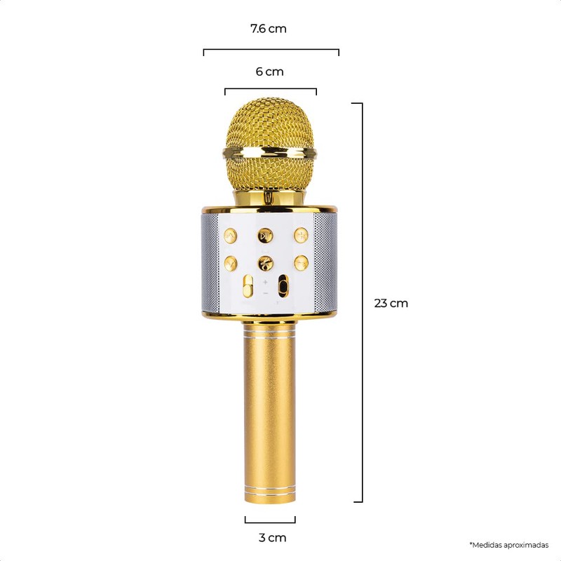 Ginga Micrófono Inalámbrico Karaoke con Bocina Bluetooth Incluida, Múltiples Funciones
