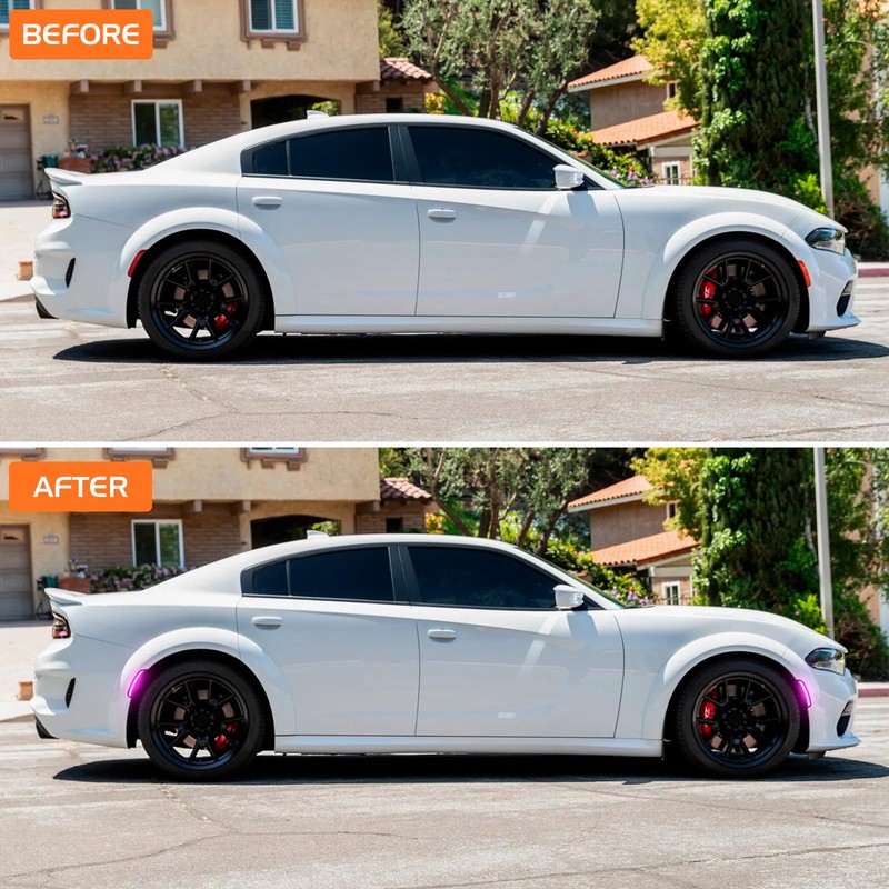 FetonAuto Dynamic Pink Purple LED Side Marker Lights for Dodge