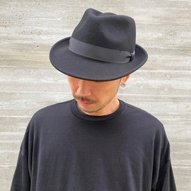 Basicuench Premium Charm Fedra Felt Hat, 100% Wool, Folded Hat, Women's, Men's, Medium, Black