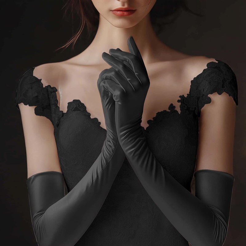 NONSOMPLE Long Opera Gloves Satin Elbow Glove for Women Costume