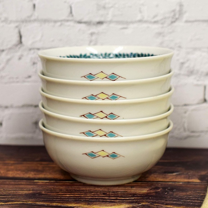 Kutani Ware Small Bowl, Stylish Tableware, Set of 5, Flower