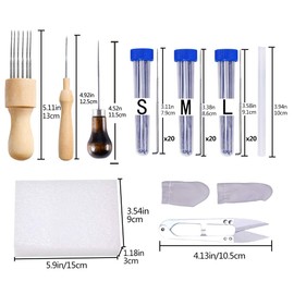 lmzay Needle Felting Tools, Wool Felting Supplies, Needle Felting Kit with 60 Pcs Needles Felting Needles, Foam Mat, Wooden Handle, Scissors, Perfect for DIY Felting Wool Projects