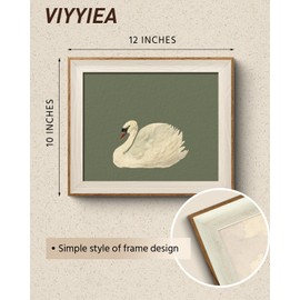 VIYYIEA Framed Wall Art for Living Room, Swan Canvas Prints, Green Home Decor, Animals Painting Picture, Bathroom Wall Decor Gifts for Friends or Family -【Swan Green】-(12L x 10W)